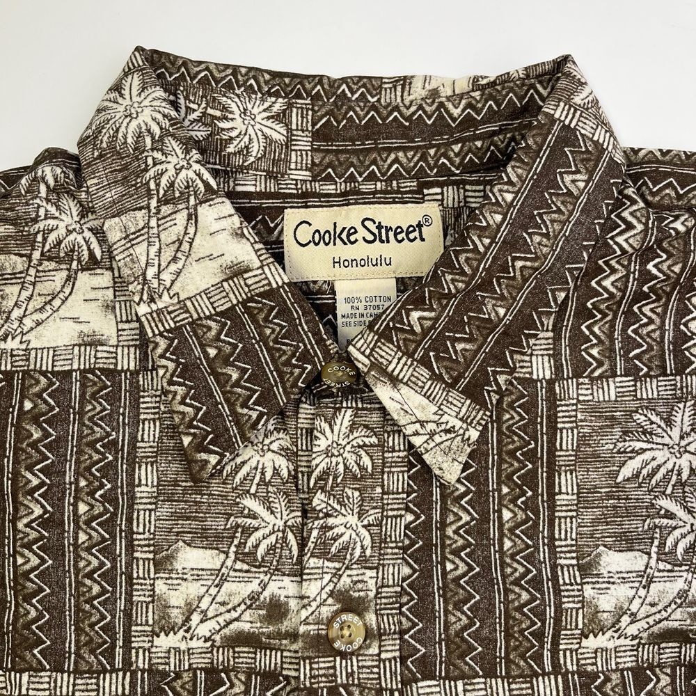 Cooke Street Hawaiian Mens Brown Button Down Shirt, Palm Tree Mens Button Ups T3 - Picture 6 of 9